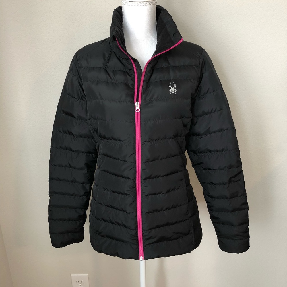 Spyder Black Down Zip Puffer Jacket